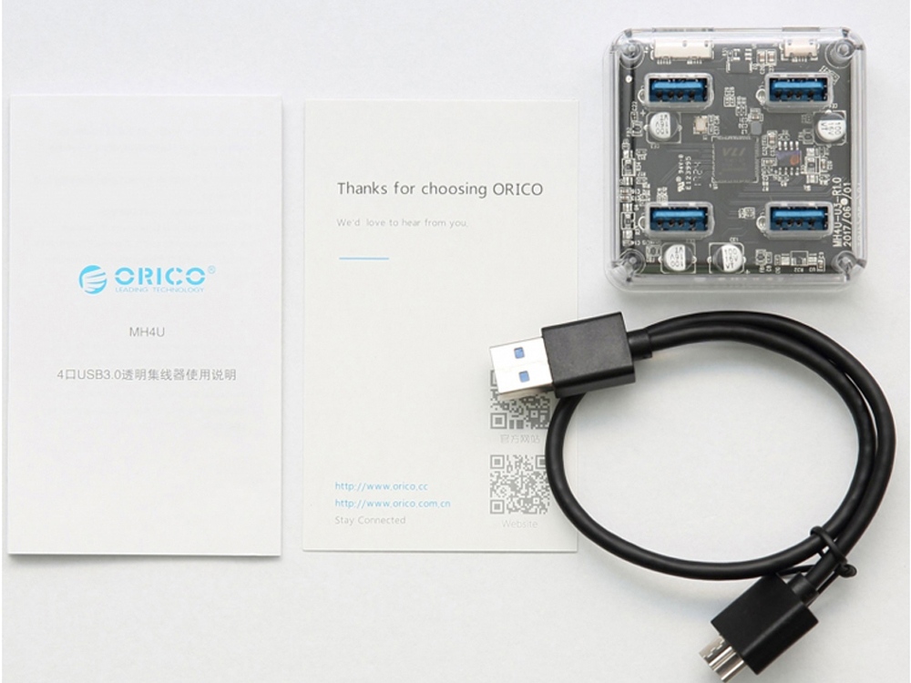 USB-концентратор Orico MH4U-U3 (прозрачный)