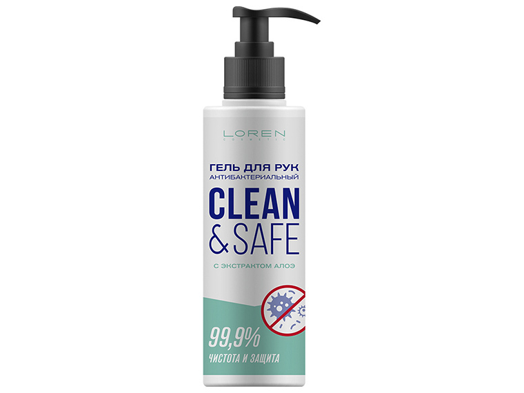 Каталог LOREN COSMETIC Гель для рук с антибактериальным эффектом Clean&Safe 100 мл от интернет-магазина «7 Сувениров»