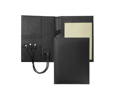 Папка формата А5 + портативное зарядное устройство Storyline Black. Hugo Boss
