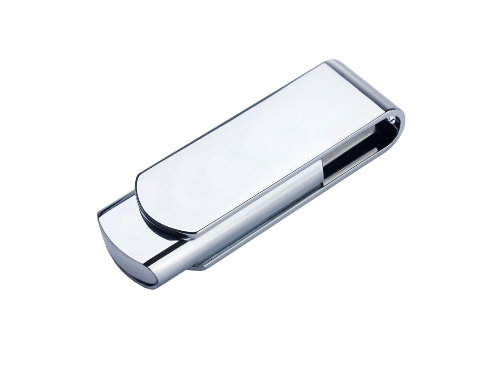 USB-флешка металлическая поворотная на 32 ГБ, глянец