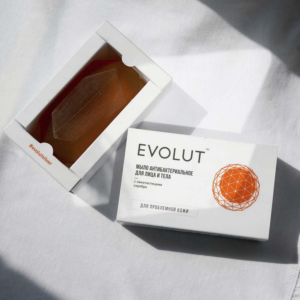 Каталог Мыло антибактериальное для лица и тела Evolut с наночастицами серебра 95г от интернет-магазина «7 Сувениров»