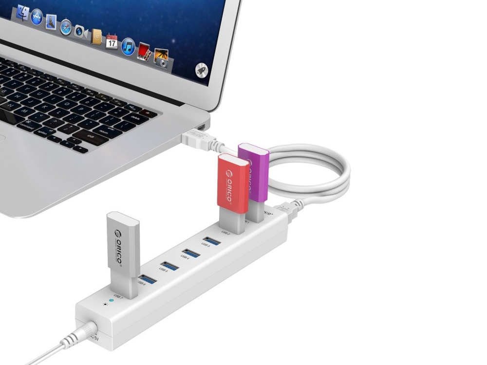 USB-концентратор Orico H7013-U3-АD (белый) с блоком питания