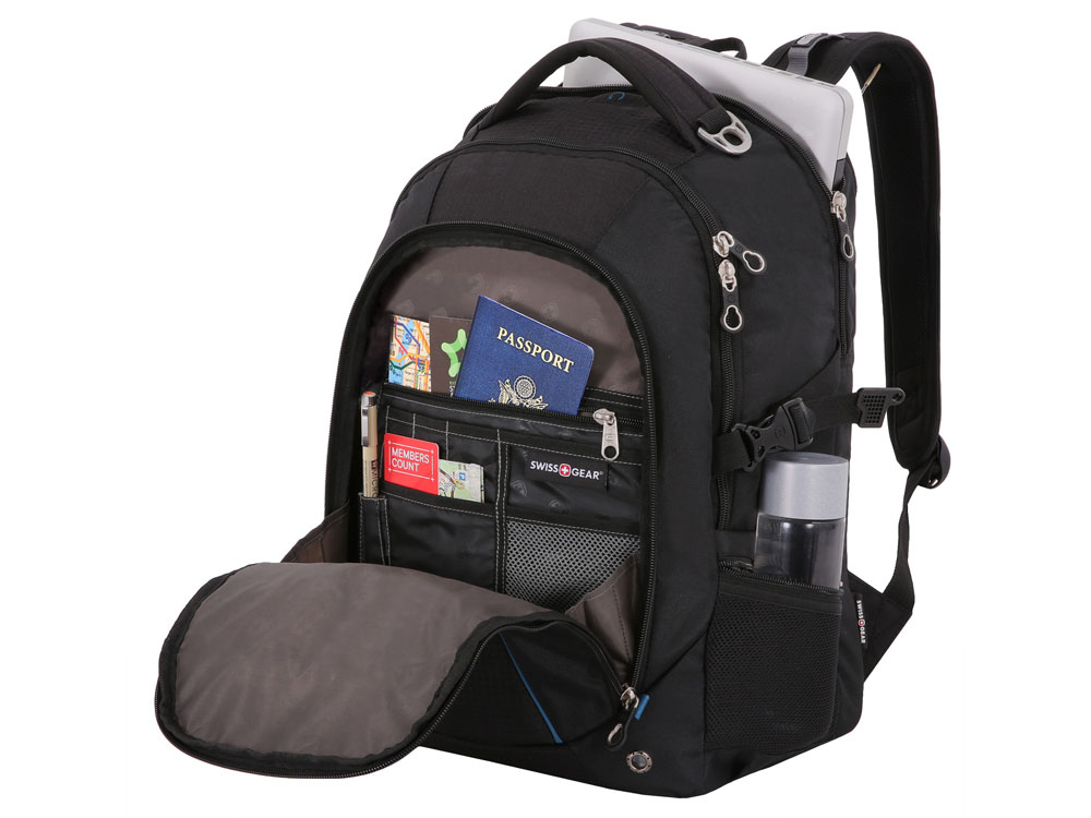 Рюкзак SWISSGEAR, 15,полиэстер 900D/рипстоп, 36x19x47 см, 32 л, черный/синий