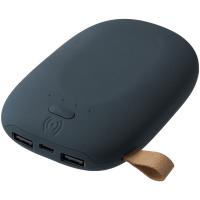 Каталог Аккумулятор с беспроводной зарядкой Pebble Wireless 9000 мАч, серо-синий от интернет-магазина «7 Сувениров»