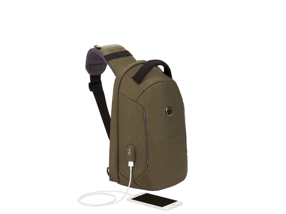 Рюкзак-антивор SWISSGEAR, Heather 600D, 21 x 12,5 x 34 см, 8,5 л, хаки