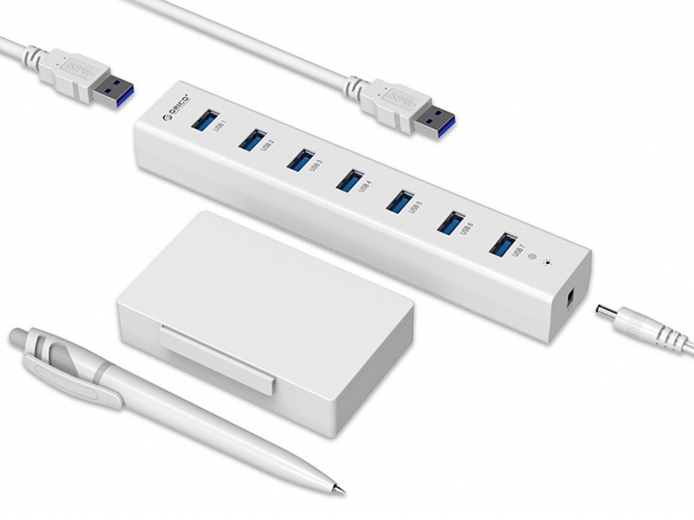 USB-концентратор Orico H7013-U3-АD (белый) с блоком питания