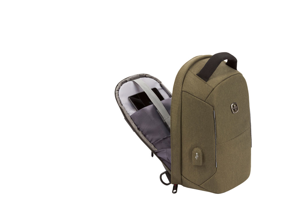 Рюкзак-антивор SWISSGEAR, Heather 600D, 21 x 12,5 x 34 см, 8,5 л, хаки