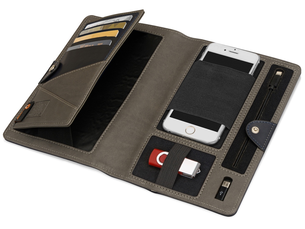 Органайзер с зарядным устройством Wanderer, 4000 mAh, темно-синий