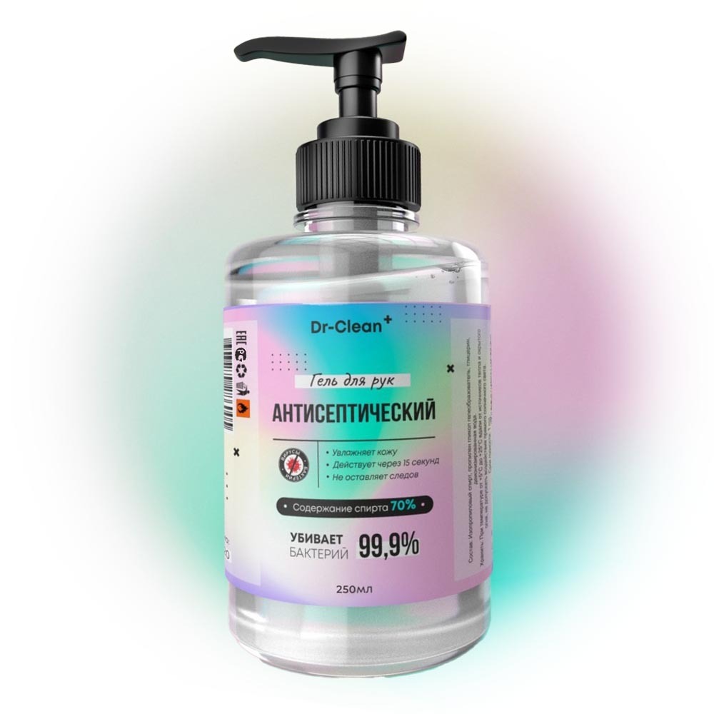 Каталог Антисептический гель для рук Dr-Clean+ 250мл (70% спирт) от интернет-магазина «7 Сувениров»