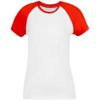 Каталог Футболка женская T-bolka Bicolor Lady, белая с красным от интернет-магазина «7 Сувениров»