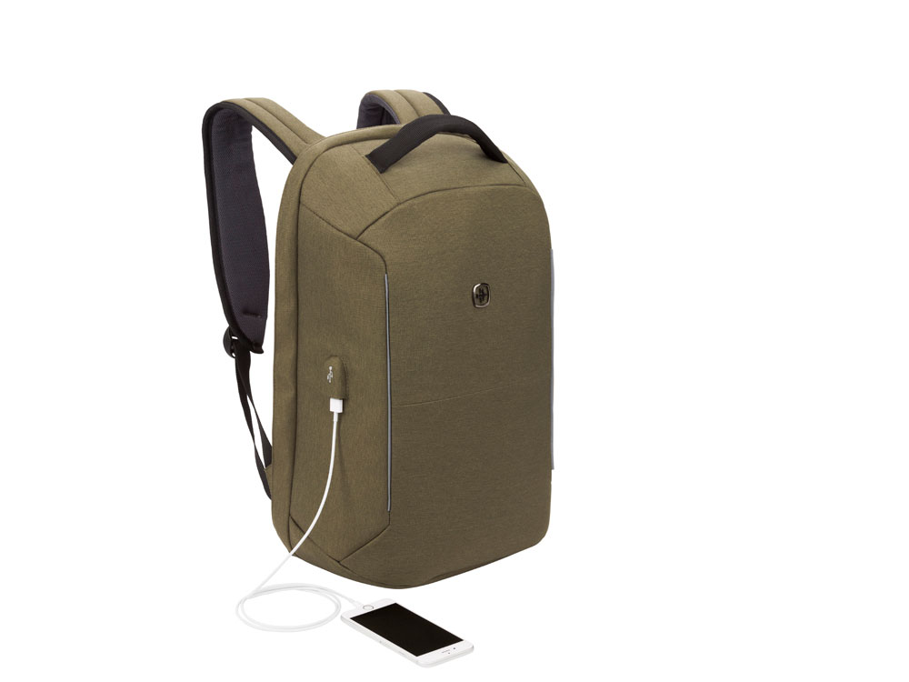 Рюкзак-антивор SWISSGEAR 15'', Heather 600D, 31 x 16 x 47 см, 23 л, хаки