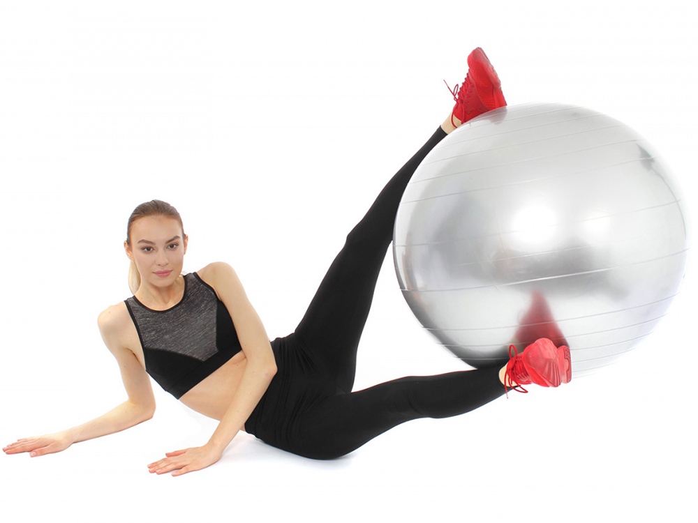 Мяч для фитнеса Fitball 75 с насосом, серебристый