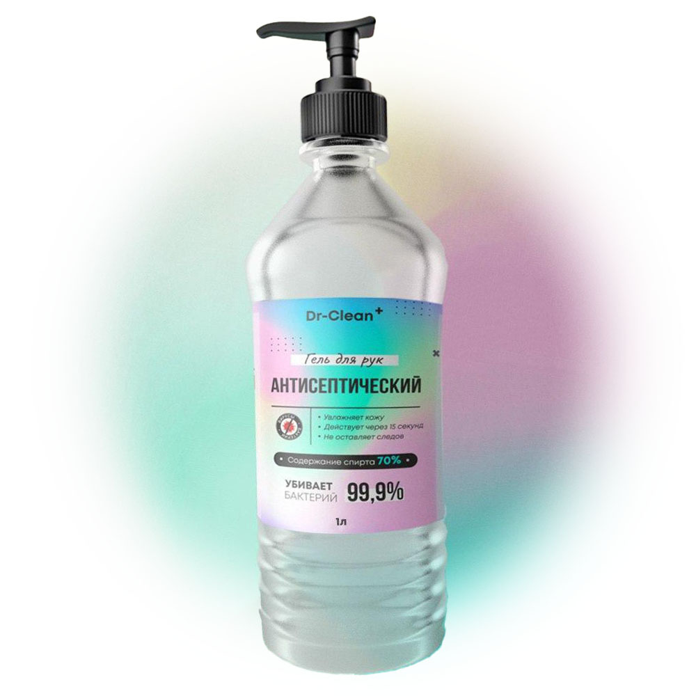 Каталог Антисептический гель для рук Dr-Clean+ 1л (70% спирта) от интернет-магазина «7 Сувениров»