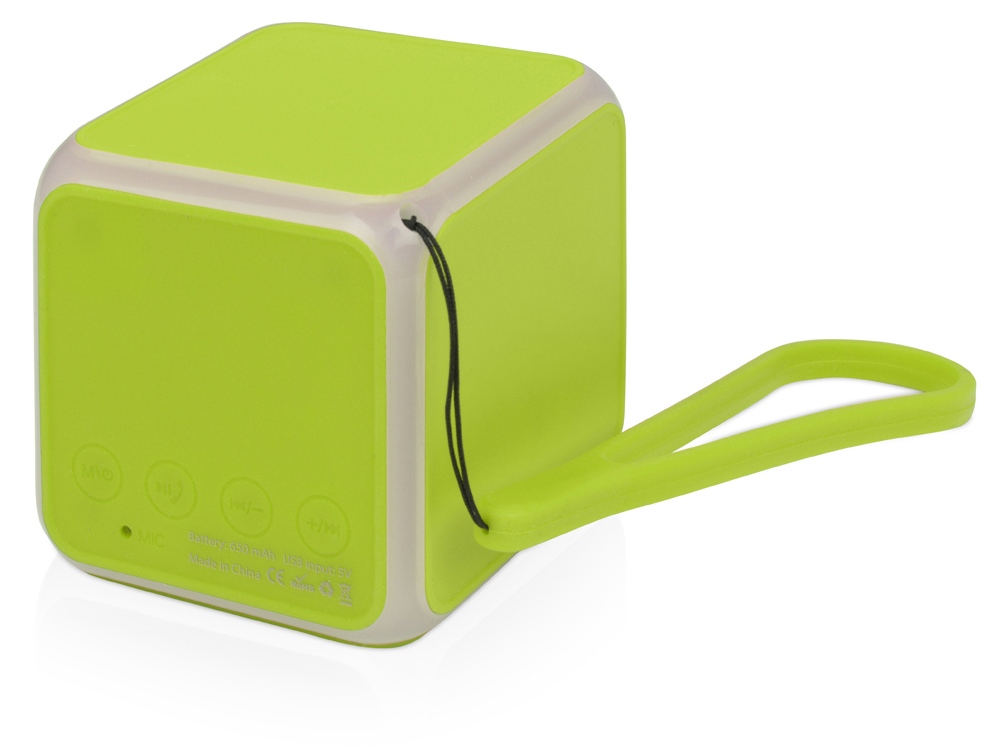 Портативная колонка Cube с подсветкой, зеленое яблоко
