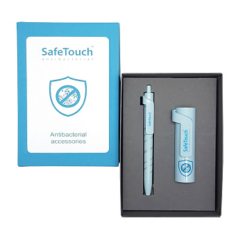 Каталог Набор FORTE SAFE TOUCH: аккумулятор, 3000мАh и ручка,серый/голубой от интернет-магазина «7 Сувениров»